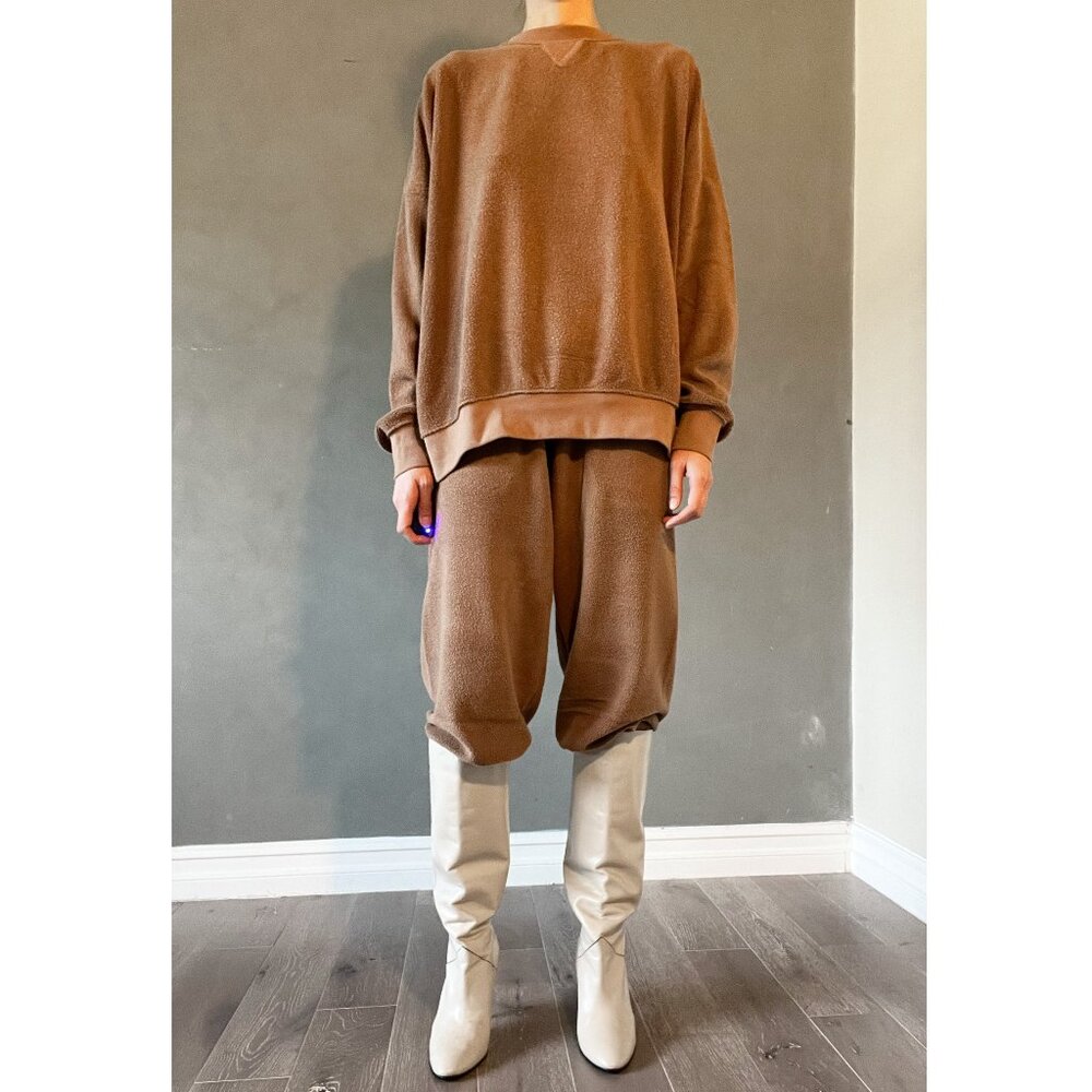 Leset Teddy Sweatshirt + Jogger Set in Caramel - Size S